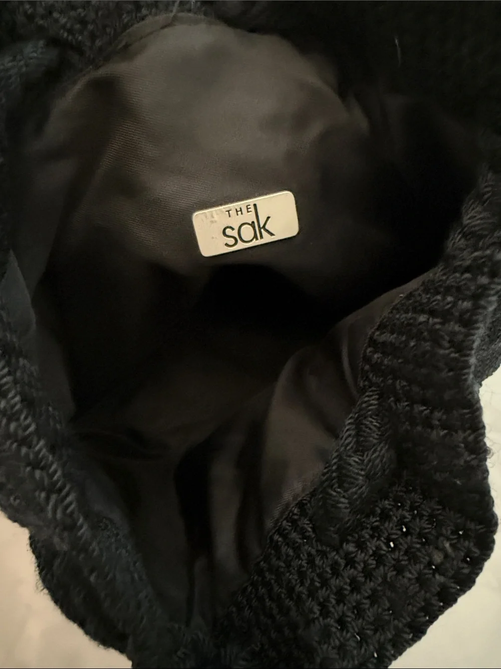The Sak Black Crochet Zip Shoulder Bag